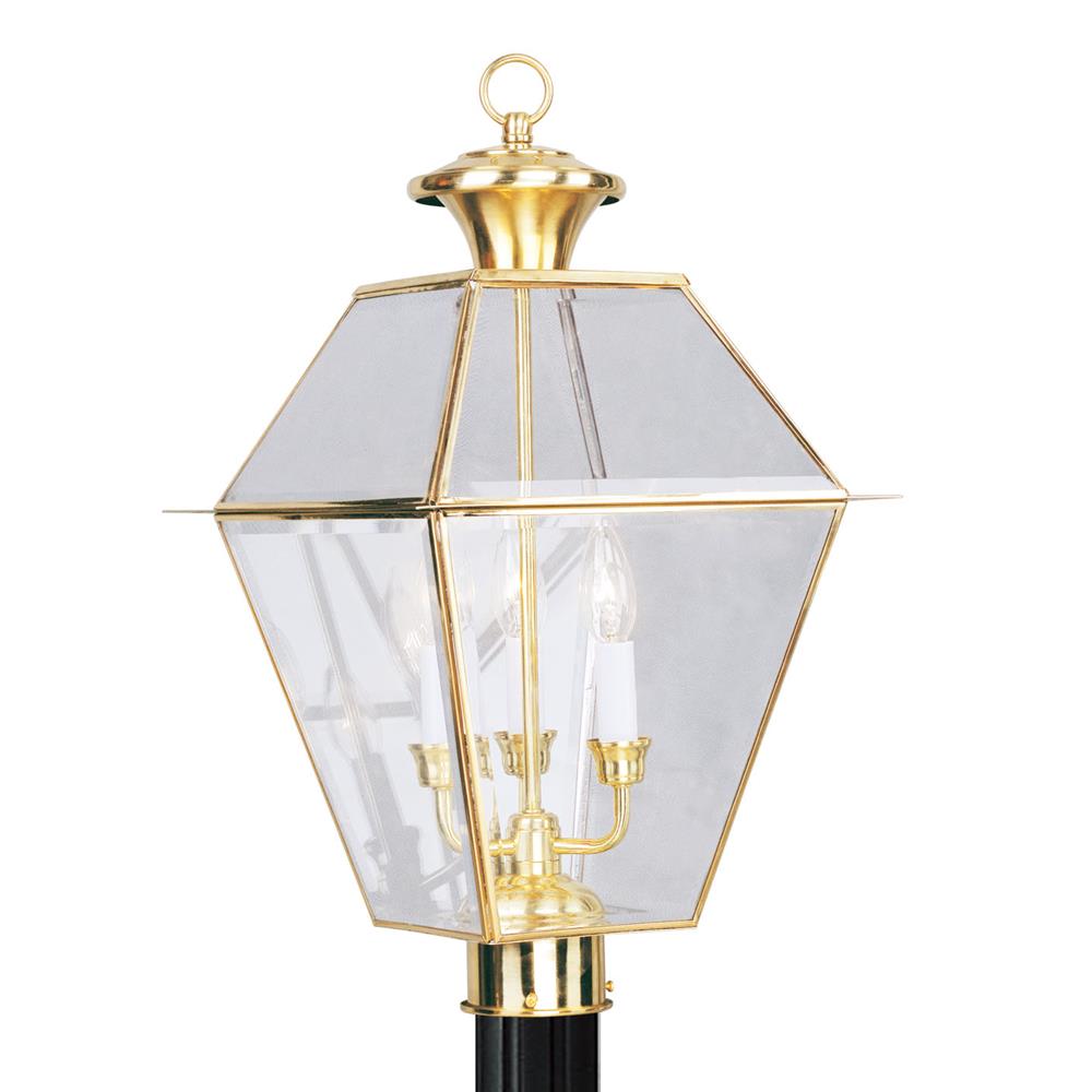 Livex Lighting 2384-02 Westover Outdoor Post Head in Polished Brass 